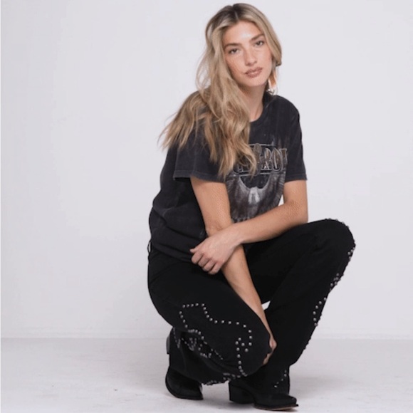 IDYLLWIND ALAMEDA HIGH RISIN STUDDED STRETCH FLARE JEANS - Picture 4 of 7